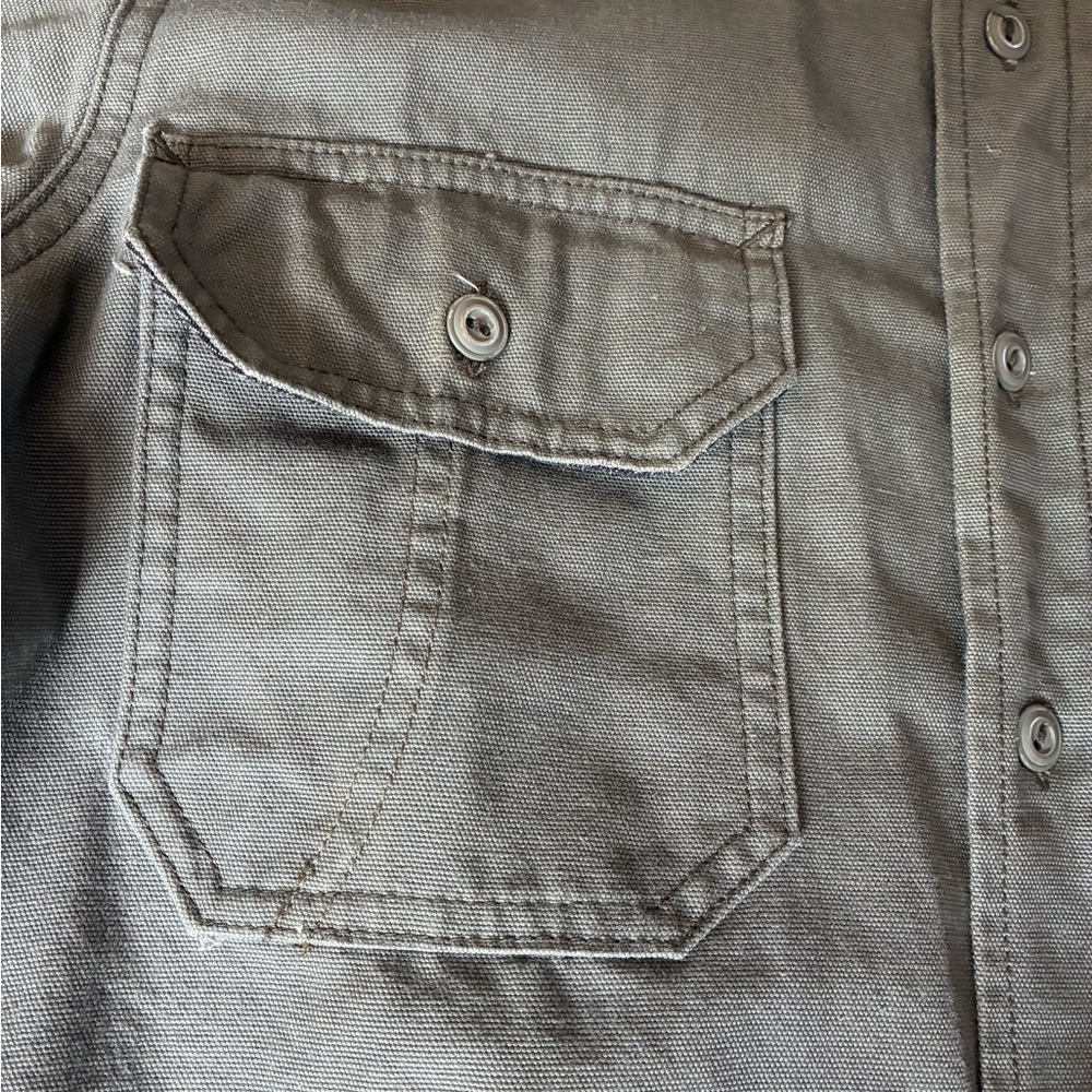 Men's Olive Green Button-Up Utility Shirt - Picture 4 of 6
